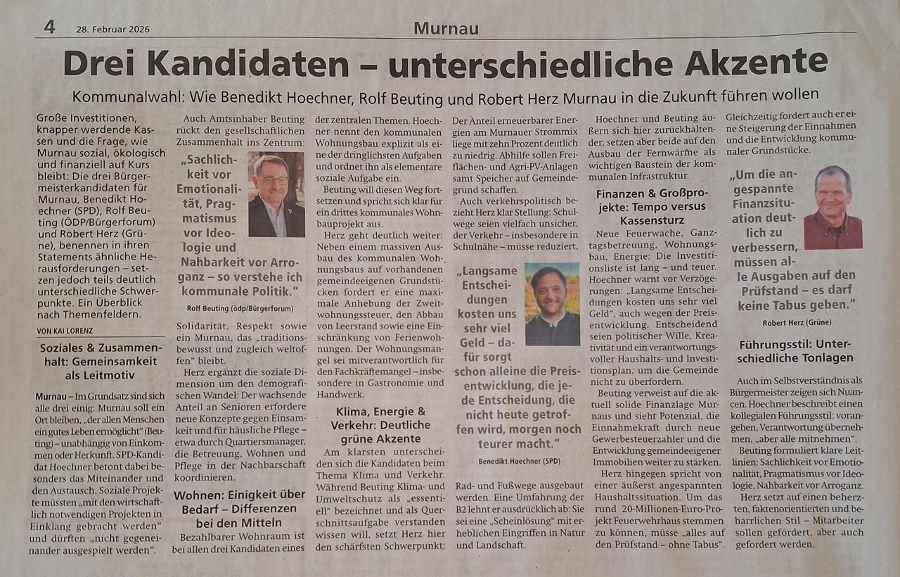 Kreisbote zu den Murnauer Bürgermeistern